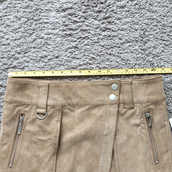 NWT Free People Distressed Tan / Camel Suede-Like Mini Skirt - Picture 5 of 10